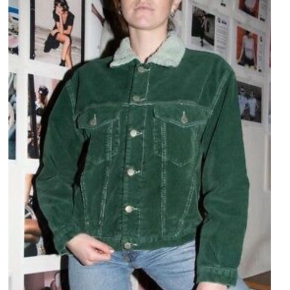 Brandy Melville Jackets & Blazers - BRANDY MELVILLE green corduroy fur jacket